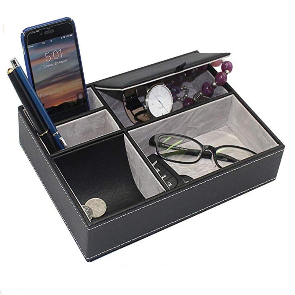 Nightstand Organizer PU Leather Box