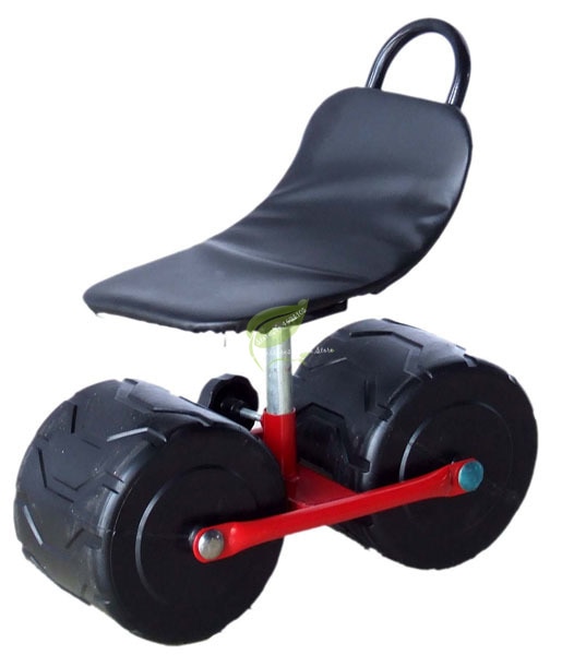 Garden Stool with Wheels and Backrest