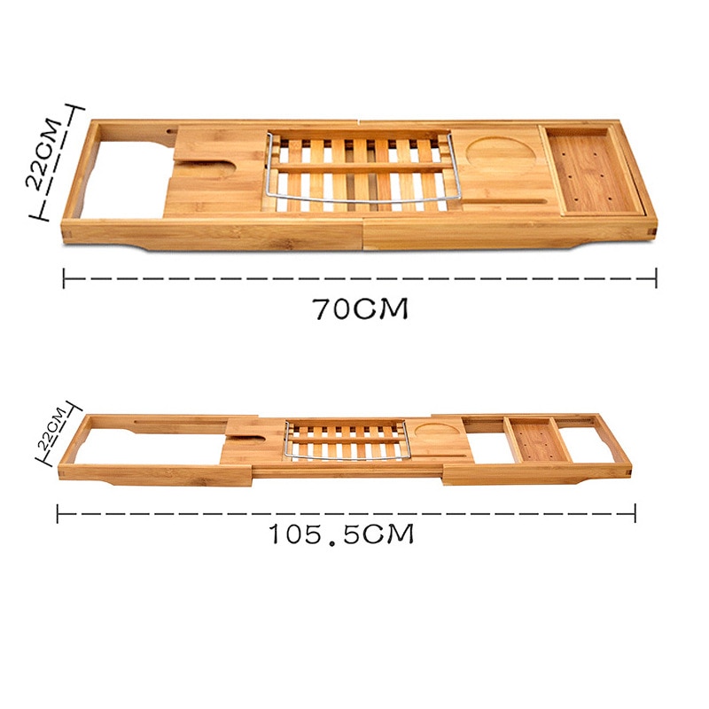 Bamboo Bath Caddy Bathtub Tray Organizer