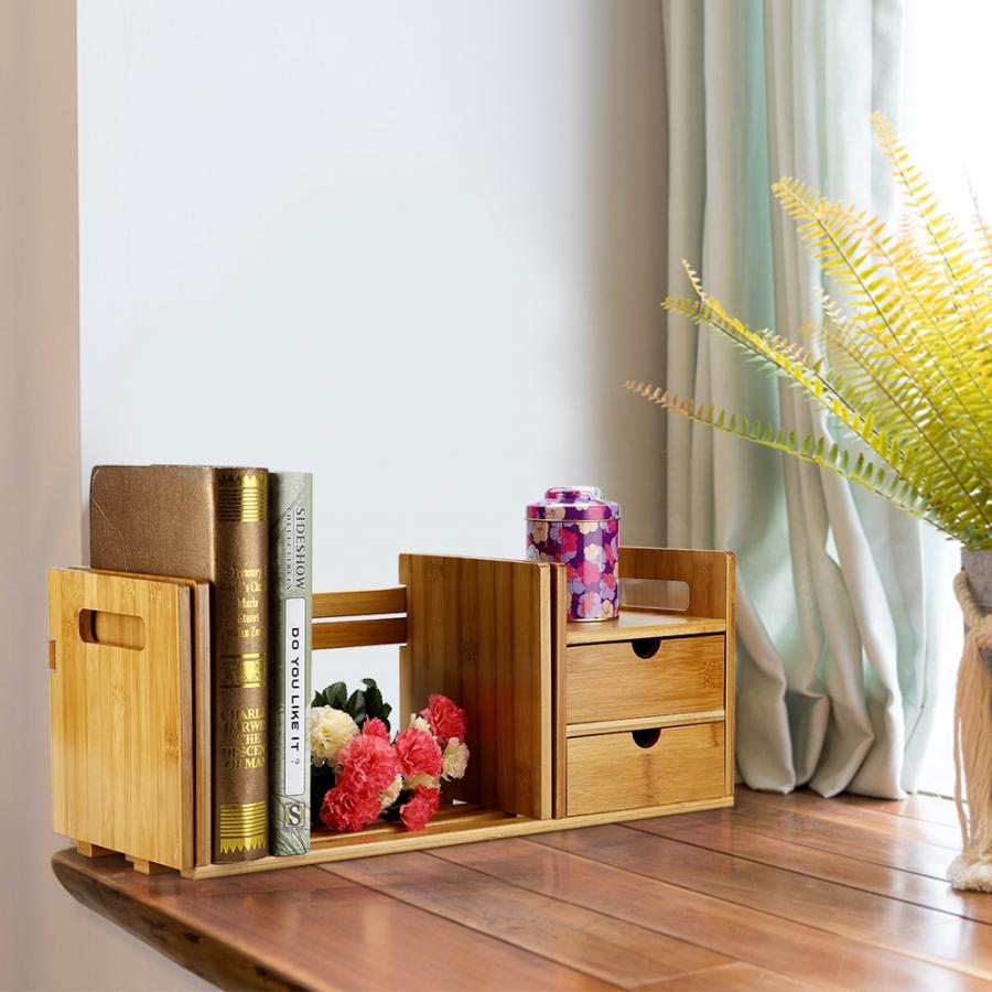 Desktop Bookshelf Wooden Extendable