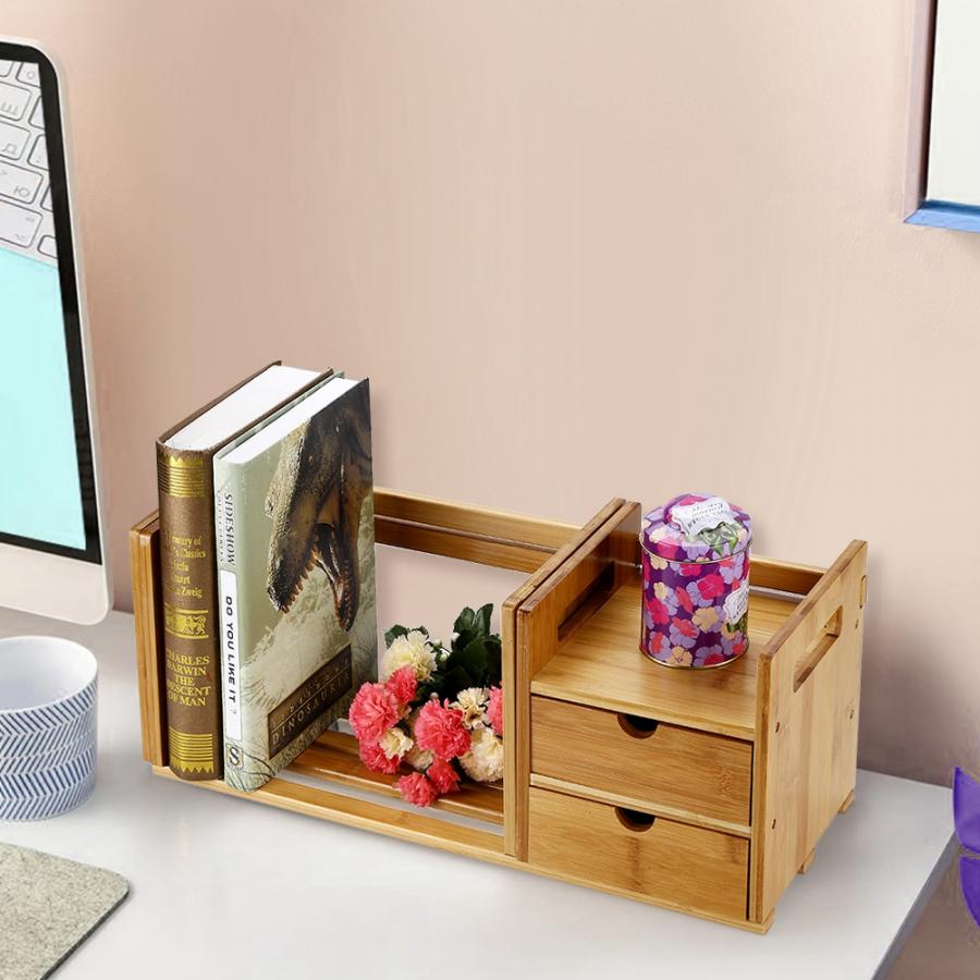 Desktop Bookshelf Wooden Extendable