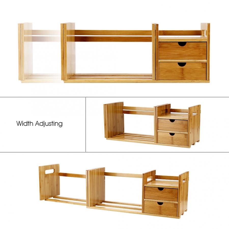 Desktop Bookshelf Wooden Extendable