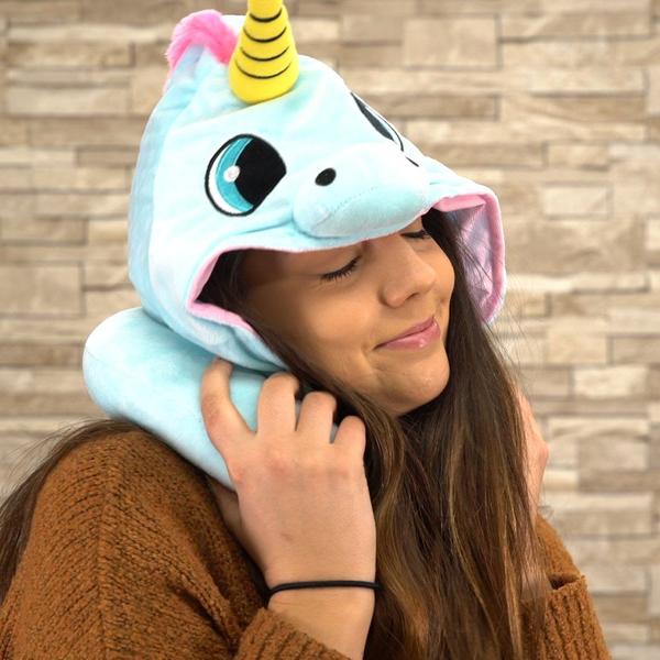 Neck Pillow With Hood Unicorn Design