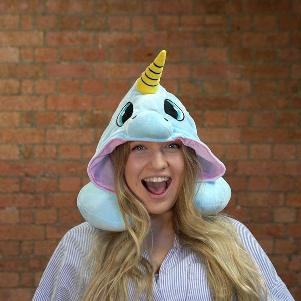 Neck Pillow With Hood Unicorn Design