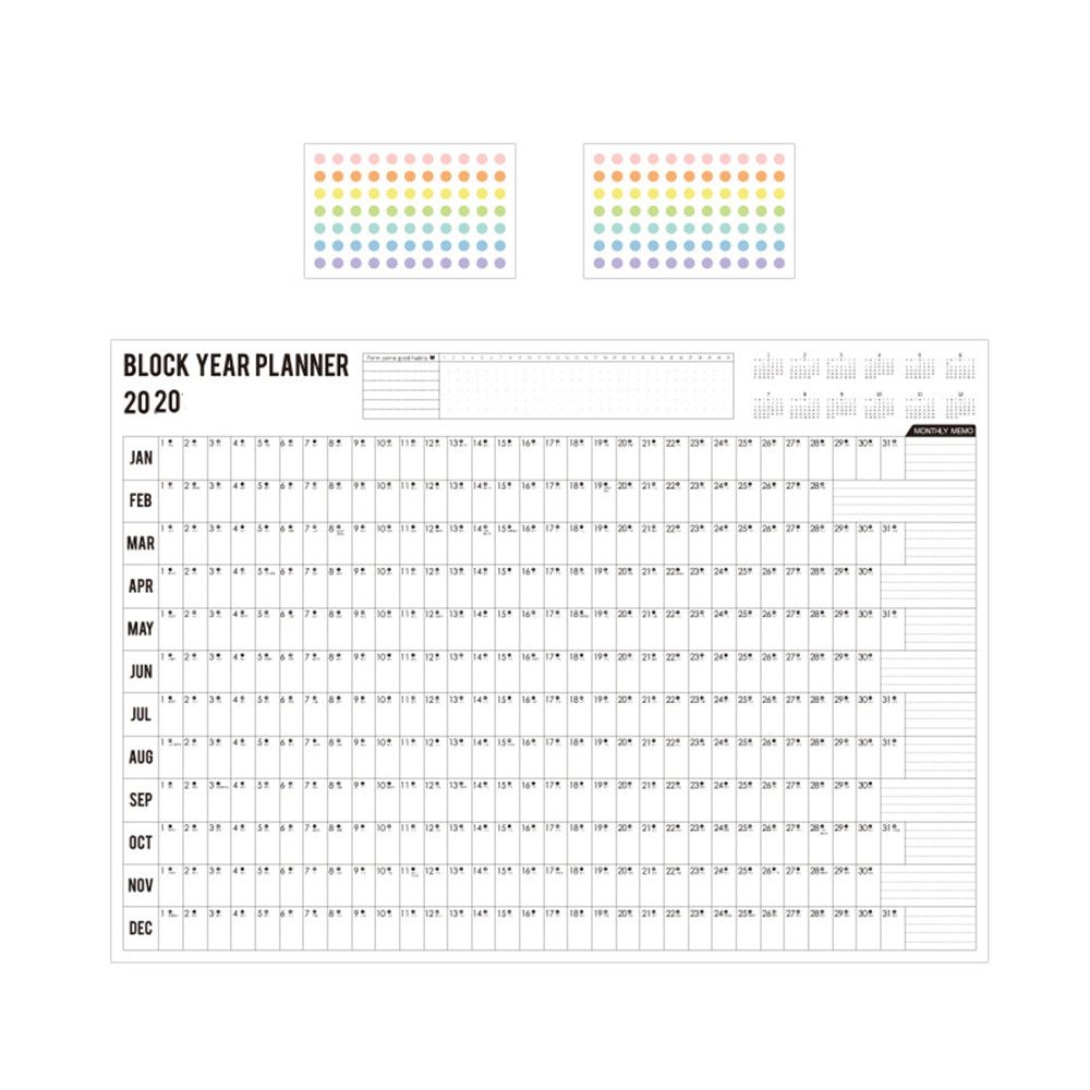 2020 Year Planner with Sticker Dots