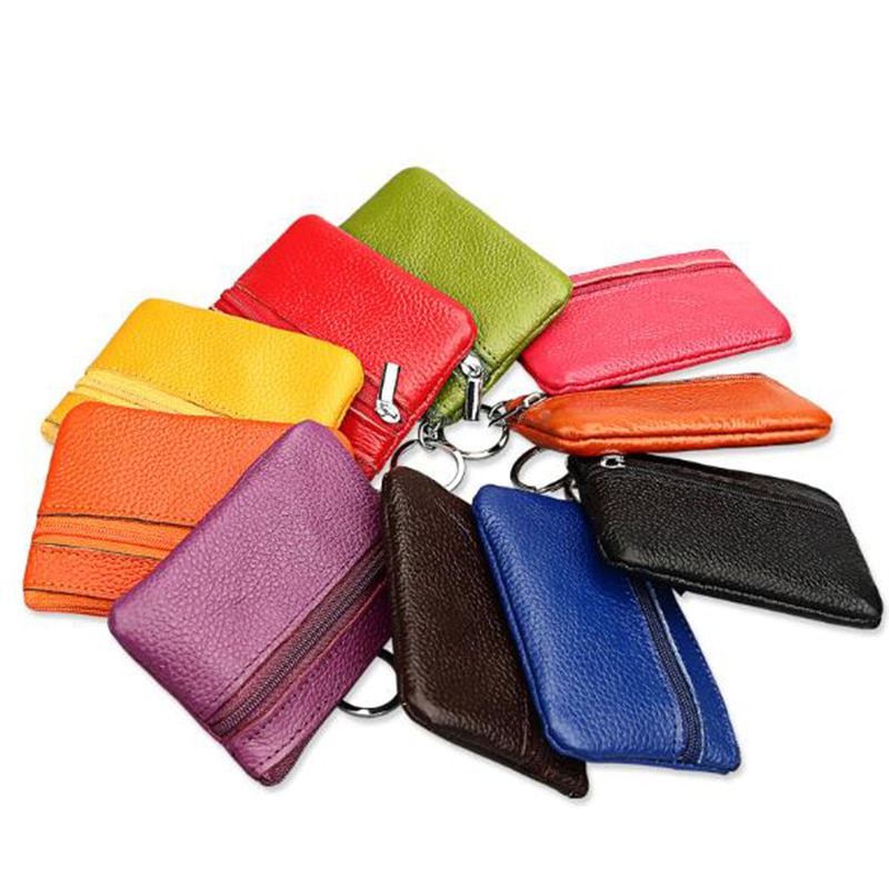 Leather Coin Purse Keyring Wallet