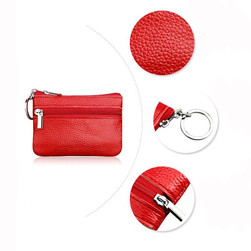 Leather Coin Purse Keyring Wallet