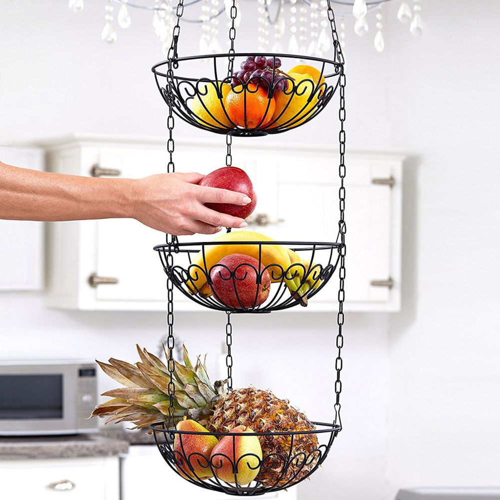 Hanging Fruit Basket 3 Tier Rack