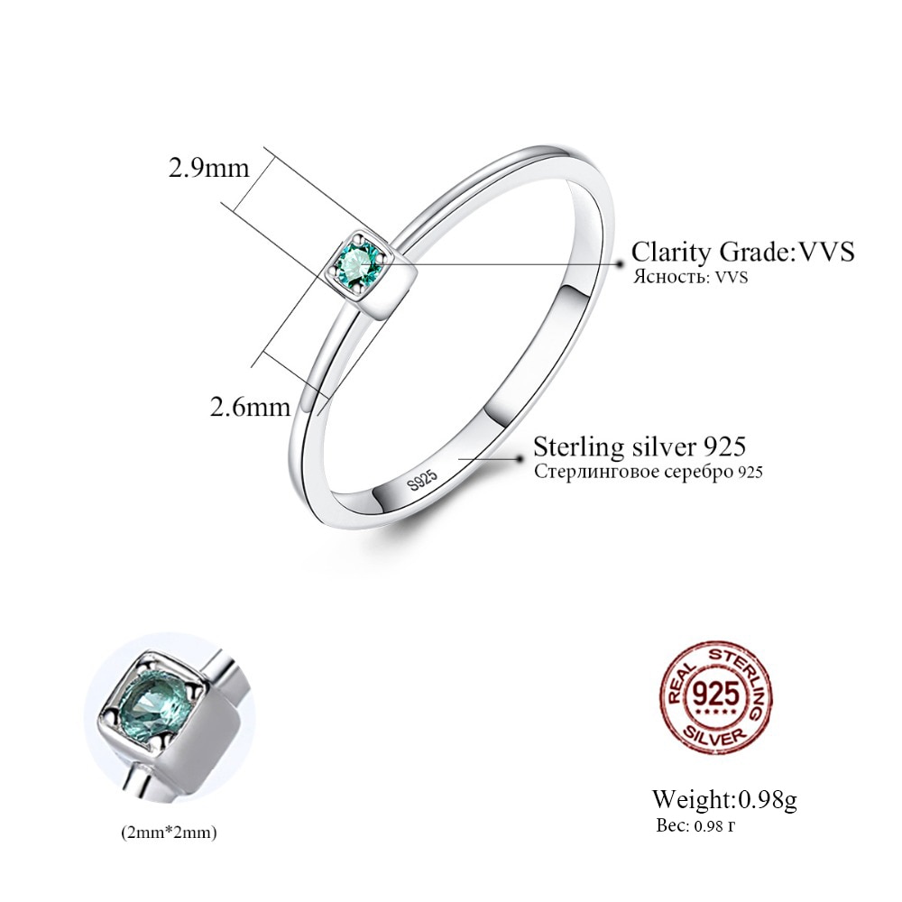 925 Sterling Silver Ring Green Topaz