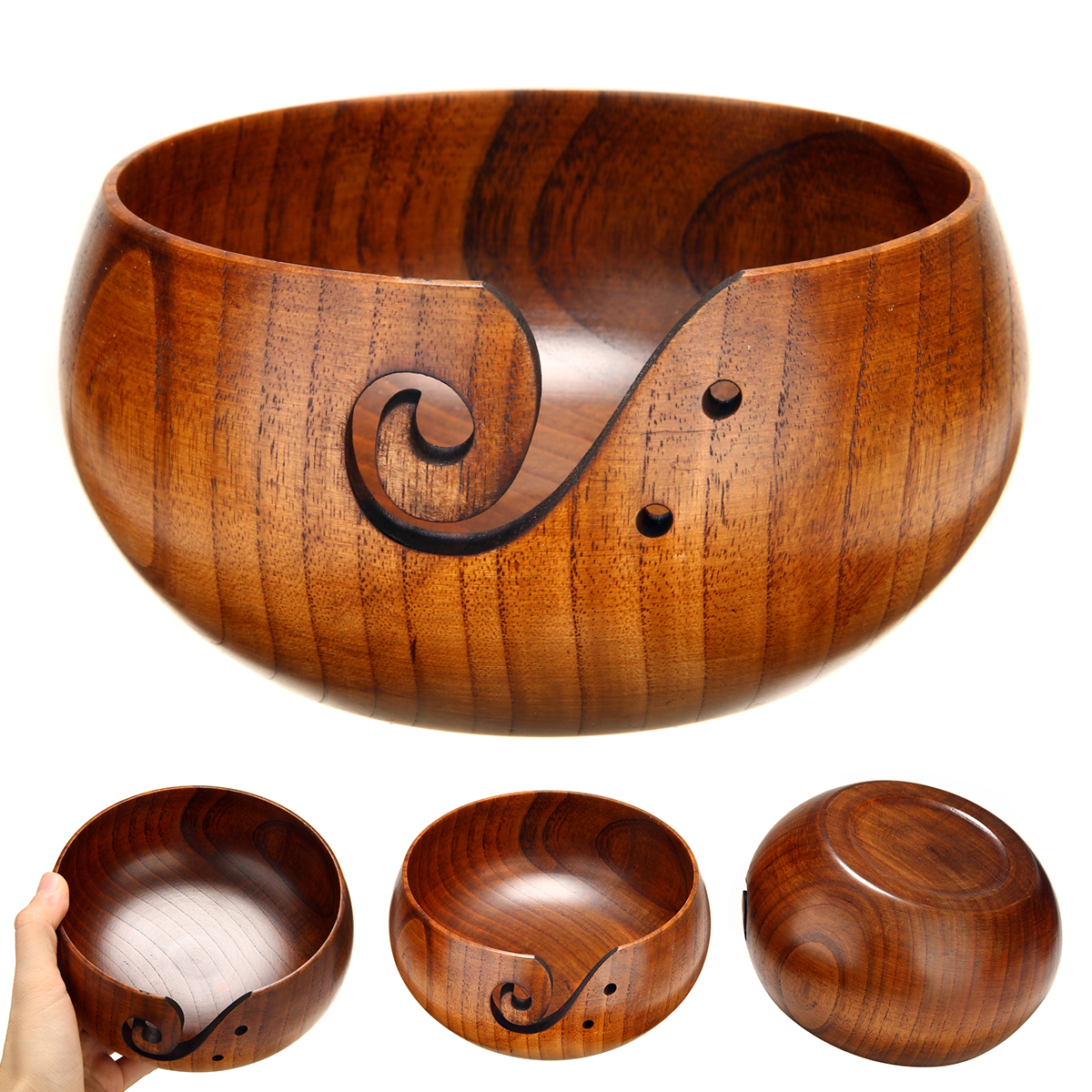 Yarn Holder Wooden Bowl