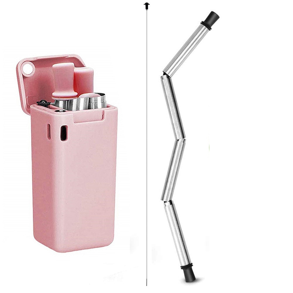 Reusable Drinking Straws Foldable Metal Straw