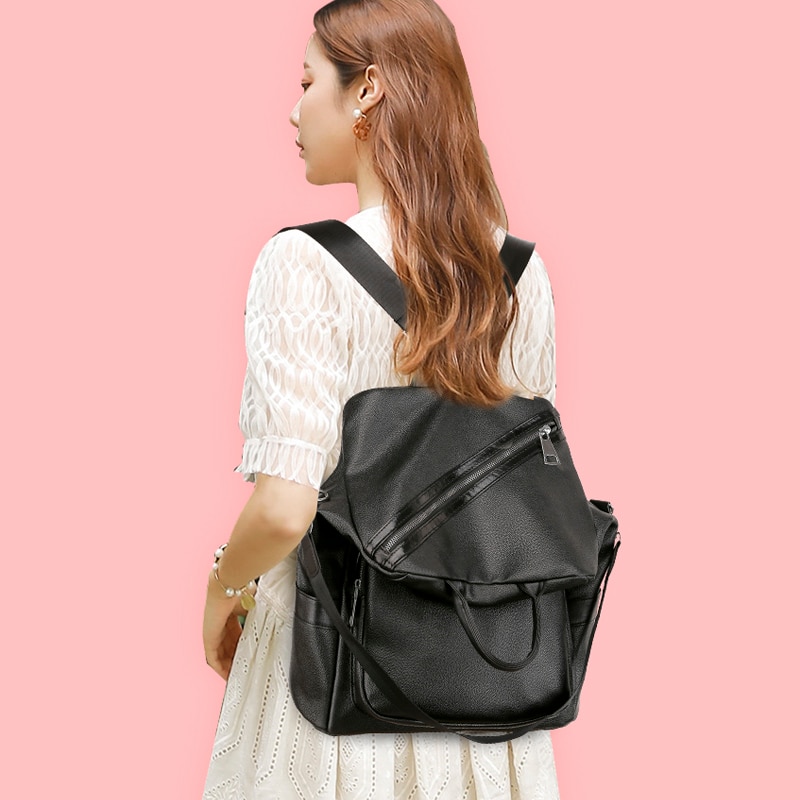 Ladies Leather Backpack Reversible Bag