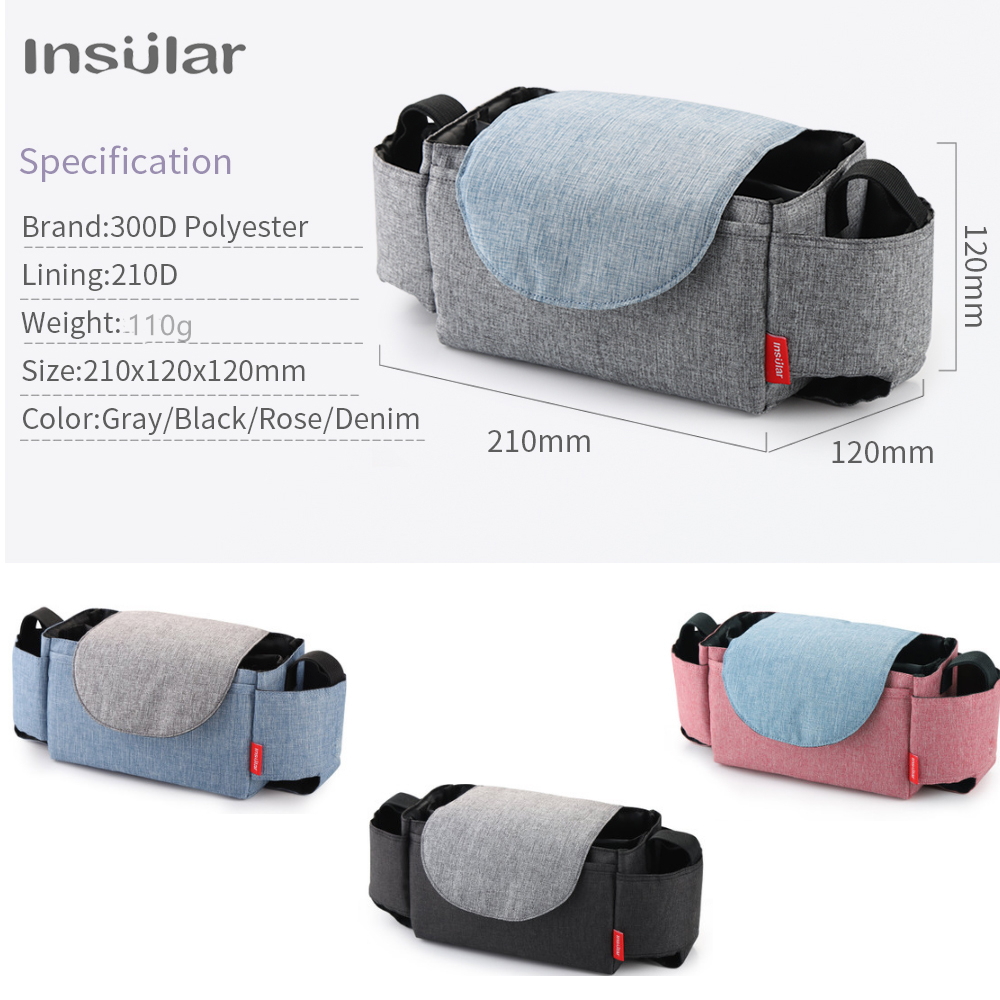 Stroller Organizer with Pockets and Bottle Holder