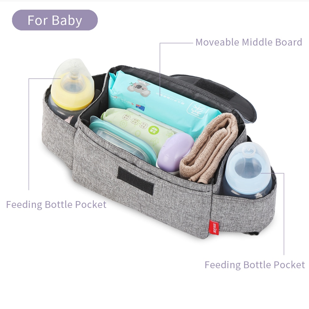 Stroller Organizer with Pockets and Bottle Holder