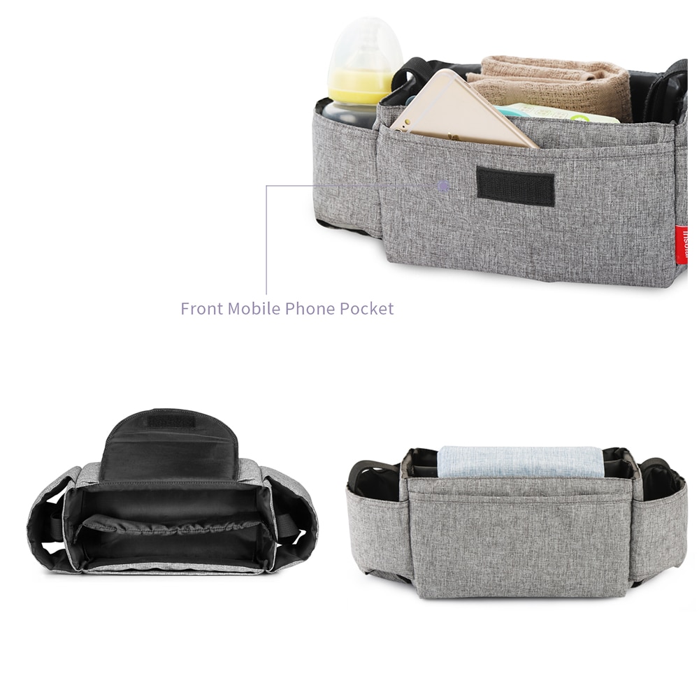 Stroller Organizer with Pockets and Bottle Holder