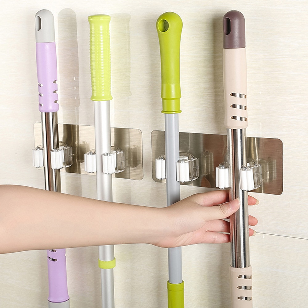 Mop and Broom Holder Wall-Mount Rack