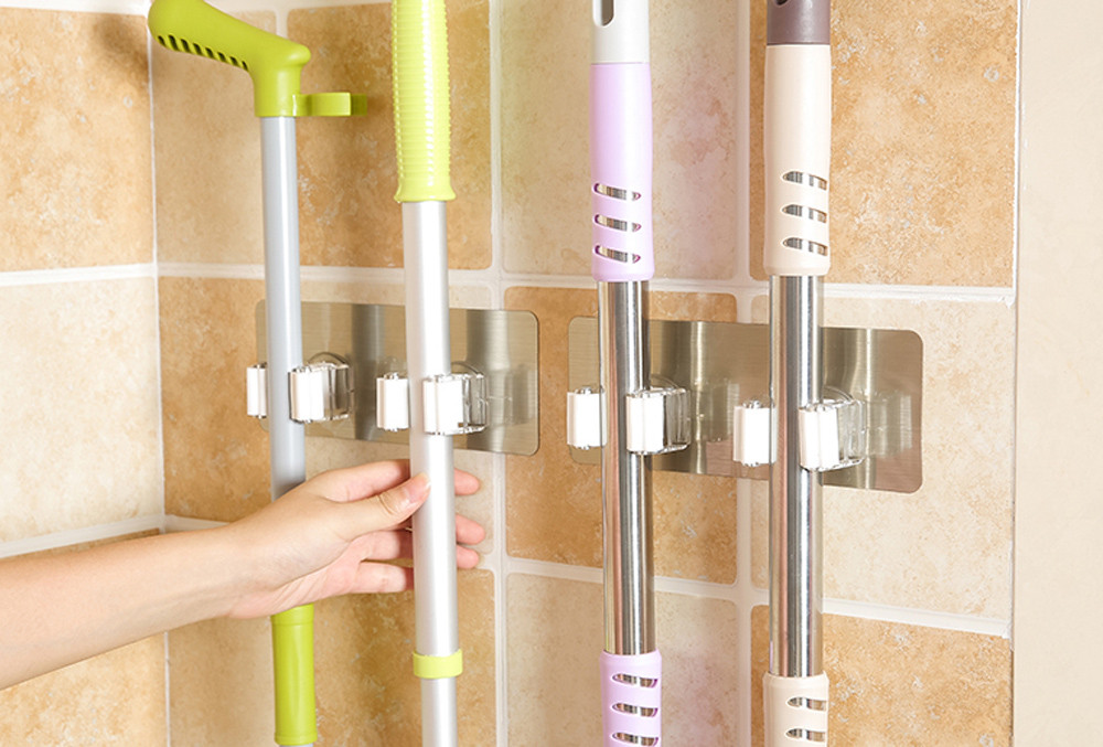 Mop and Broom Holder Wall-Mount Rack