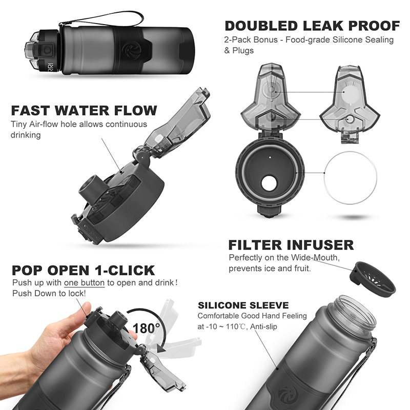 Water Bottle With Filter Leakproof Flask