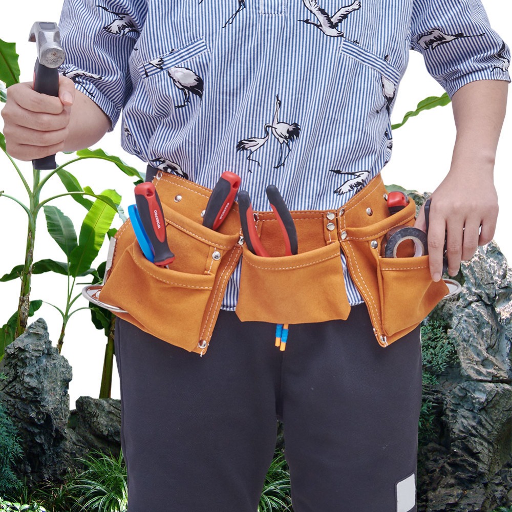 Leather Tool Belt Multi-Pocket Bag