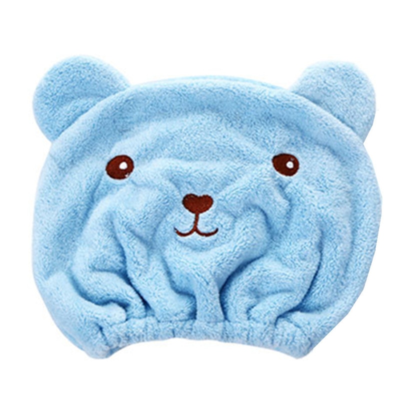 Hair Towel Wrap Microfiber Bear Cap