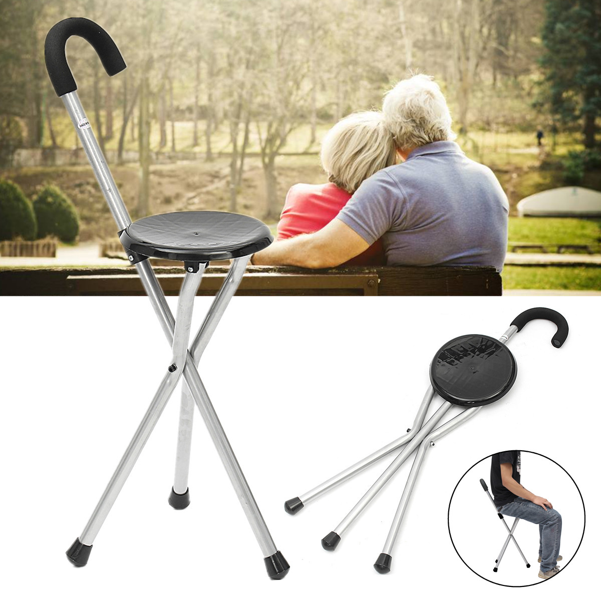 Walking Stick With Seat Portable Stool