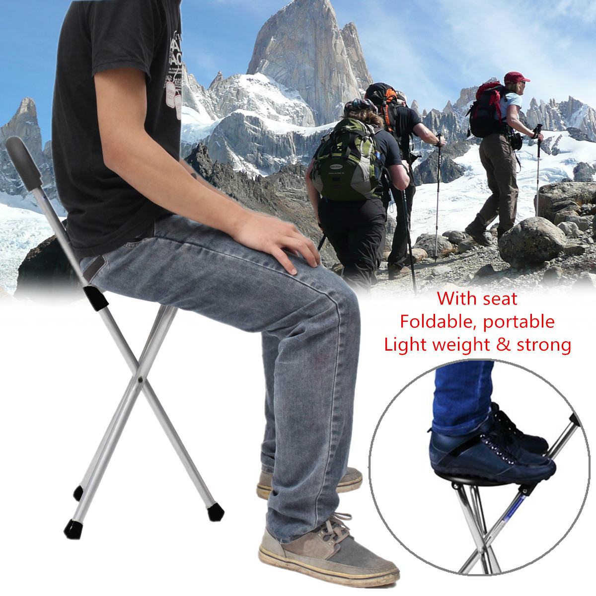 Walking Stick With Seat Portable Stool