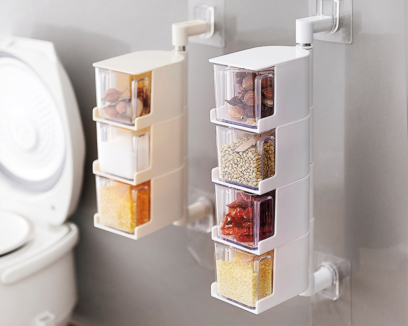 Wall Mounted Spice Rack Containers