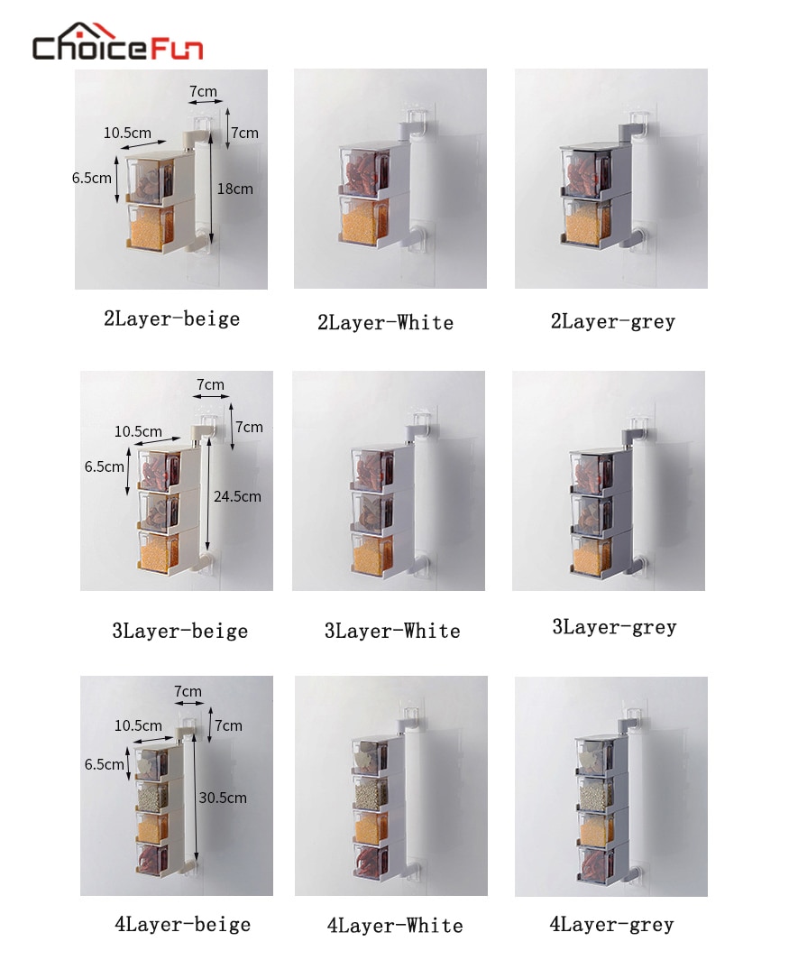 Wall Mounted Spice Rack Containers