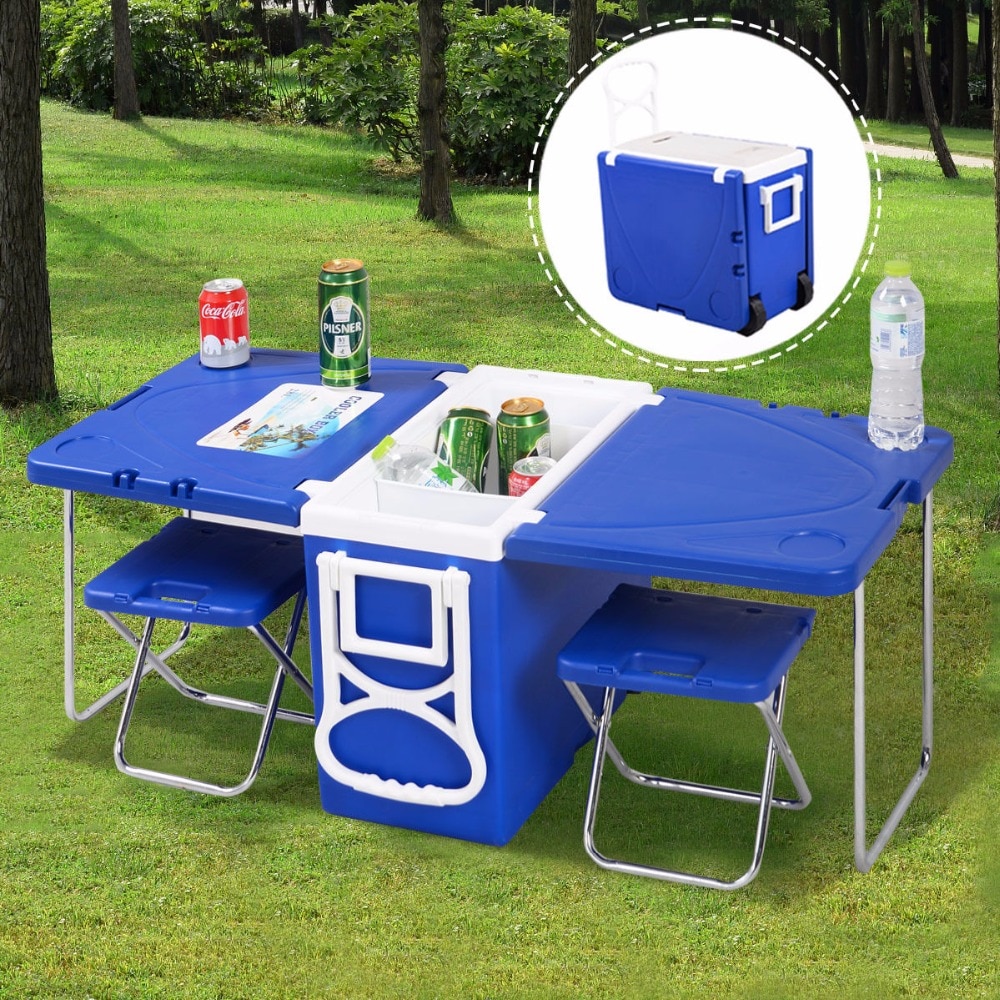 Rolling Cooler with Built-in Picnic Table