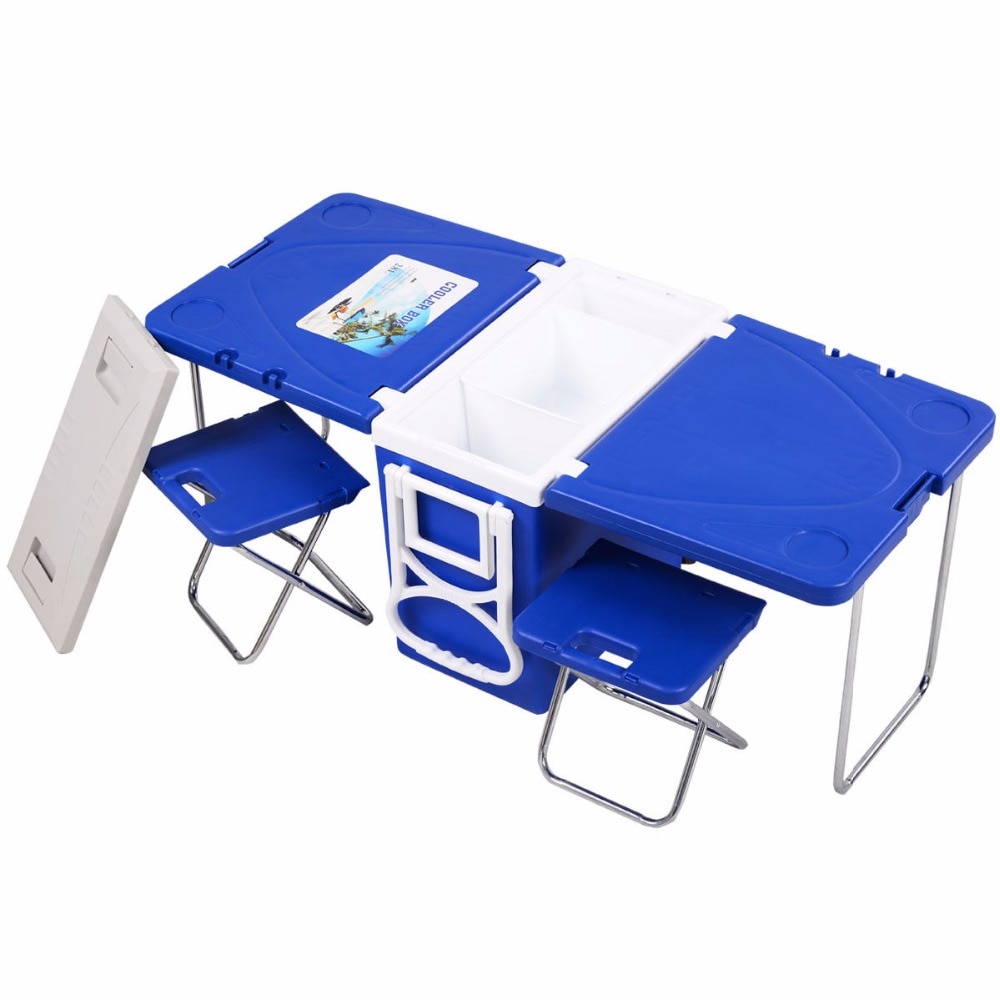 Rolling Cooler with Built-in Picnic Table