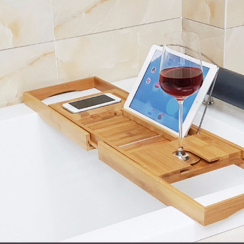 Bathtub Caddy Wooden Tray Shelf