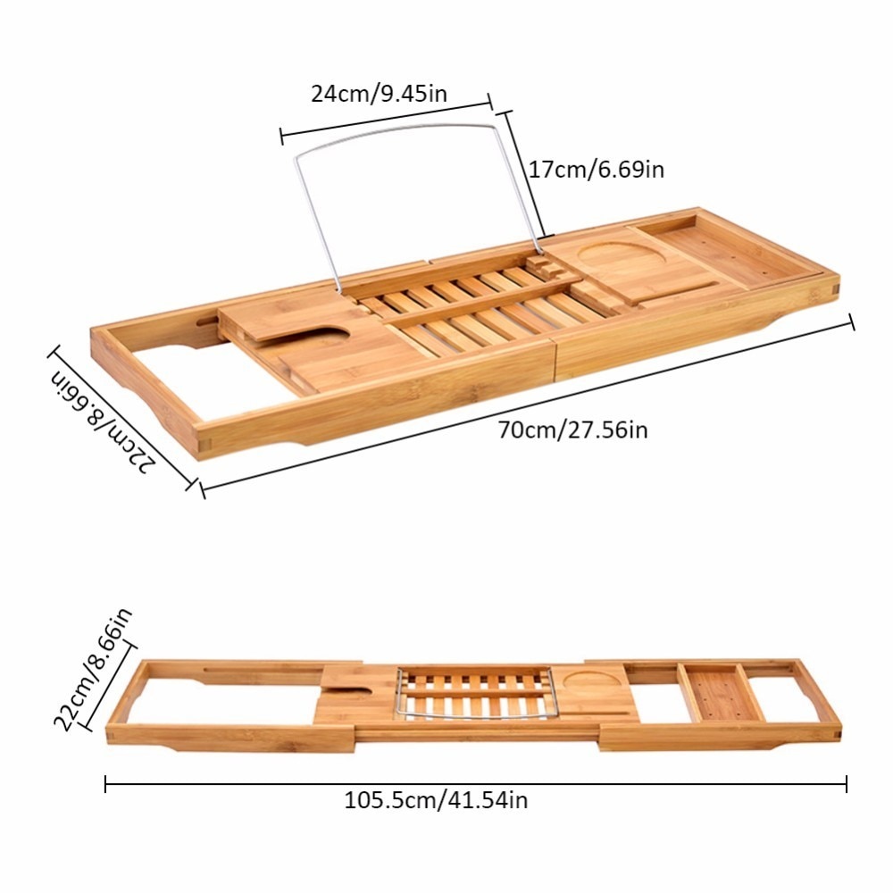 Bathtub Caddy Wooden Tray Shelf