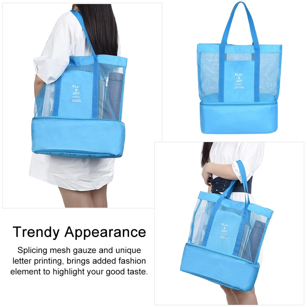 Beach Large Tote Bag with Insulated Storage