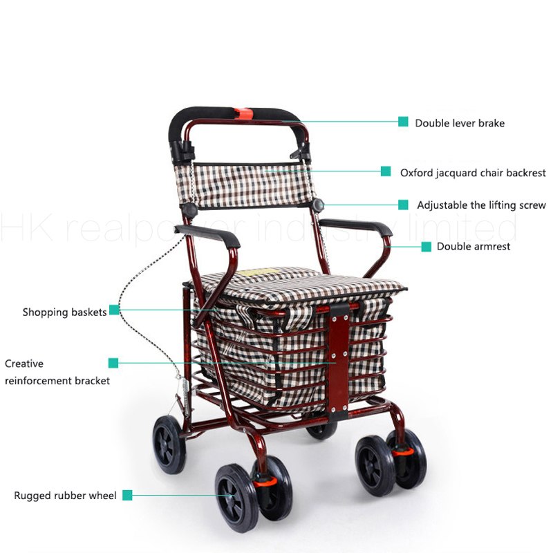 Shopping Basket Folding Seat Grocery Cart