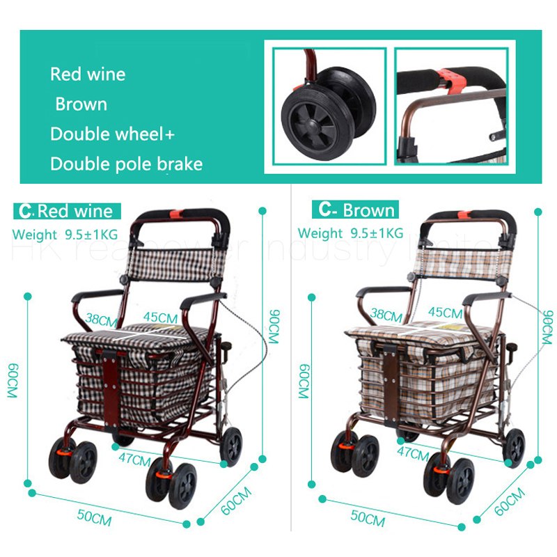 Shopping Basket Folding Seat Grocery Cart