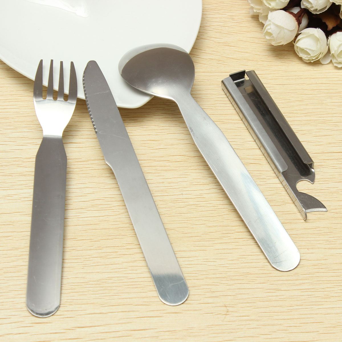 4pcs Silverware Sets Portable Utensils