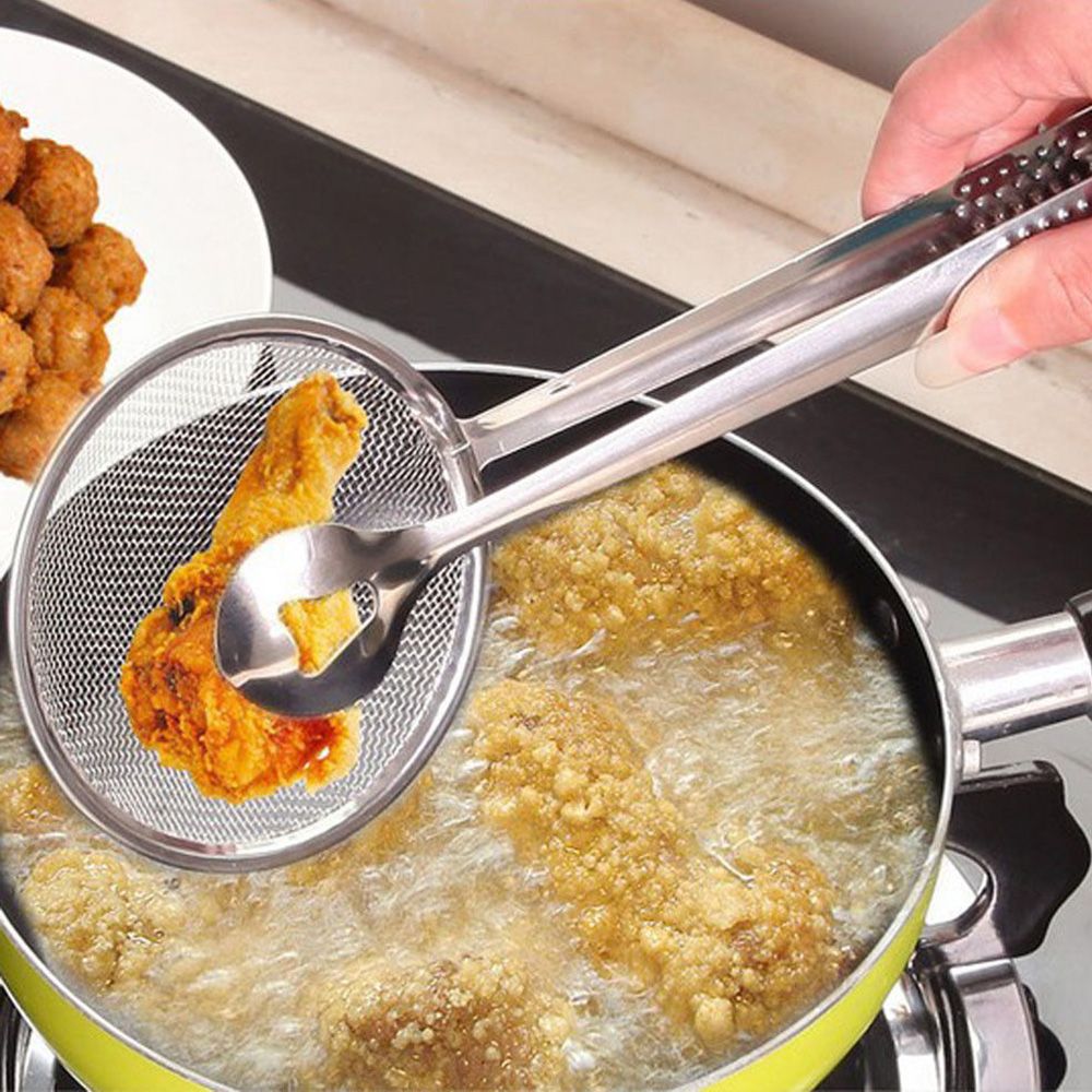 Steel Food Tongs with Strainer