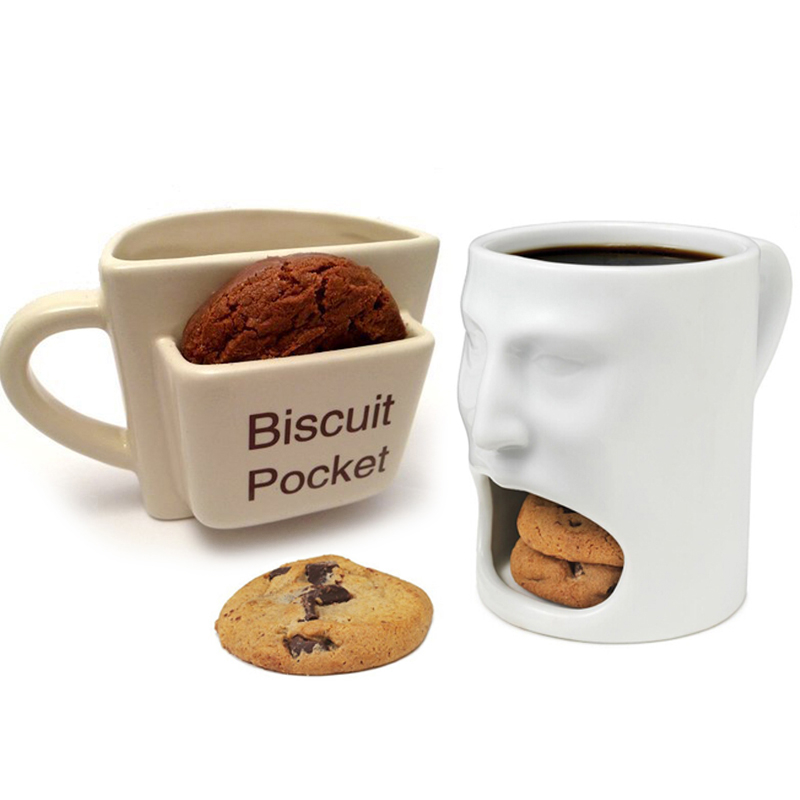 Ceramic Cookie Mug with Biscuit Pocket