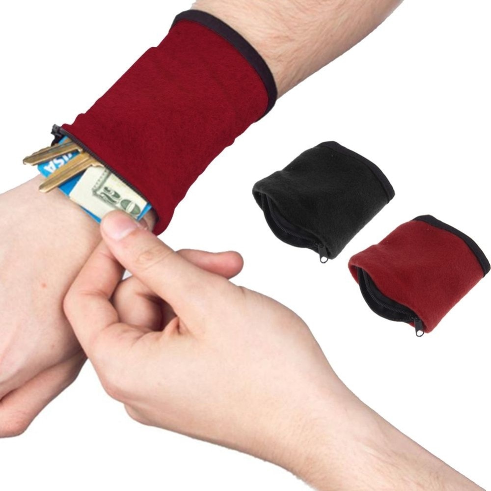 Wrist Wallet Band Zipper Running Pouch