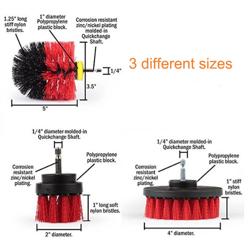 Drill Brush Scrubber Cleaning Kit (Set of 3)