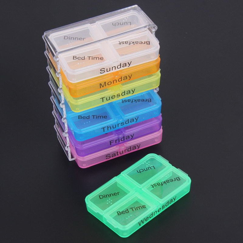 Colorful 7-Day Pill Box Organizer