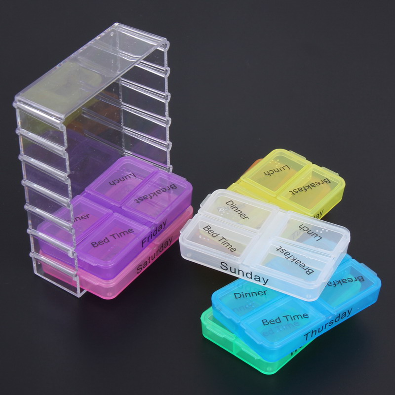 Colorful 7-Day Pill Box Organizer