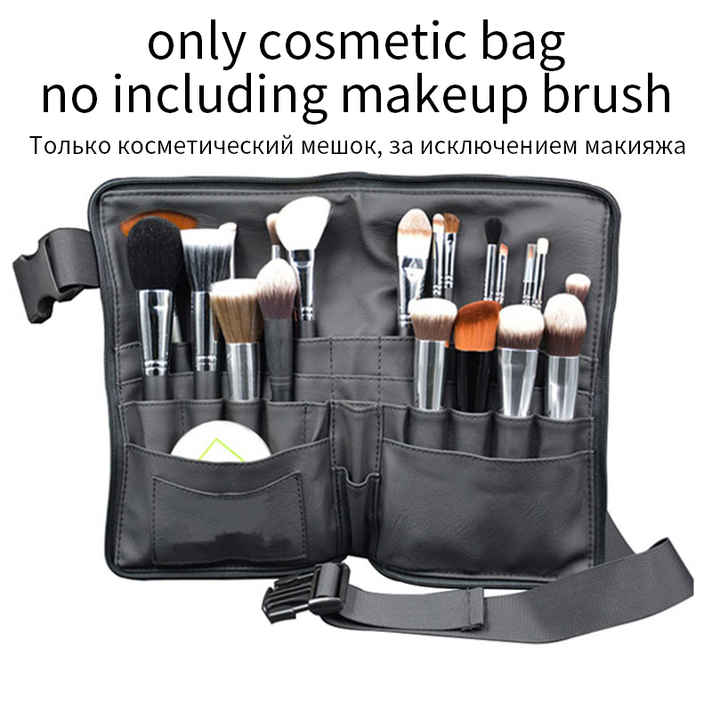 Makeup Brush Belt Leather Makeup Holder Organizer Bag 2 in 1