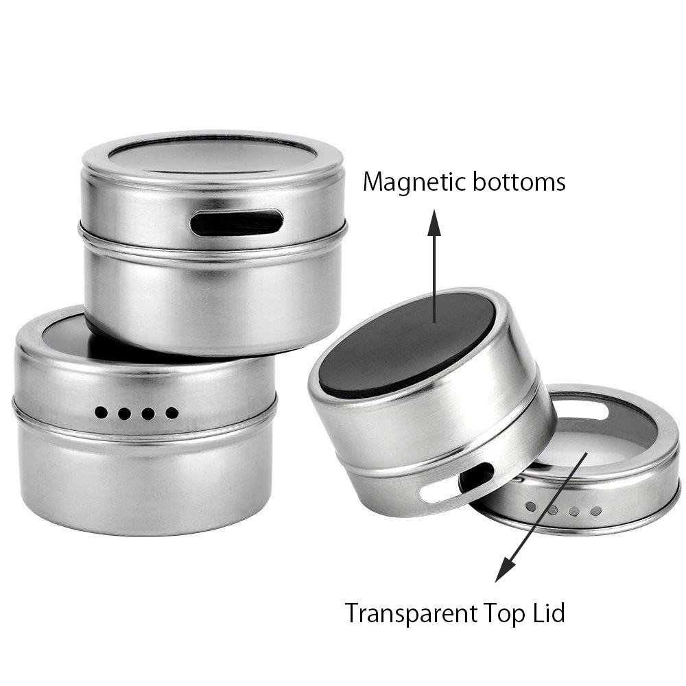 Magnetic Spice Tins Stainless Spice Jars (Set of 6)