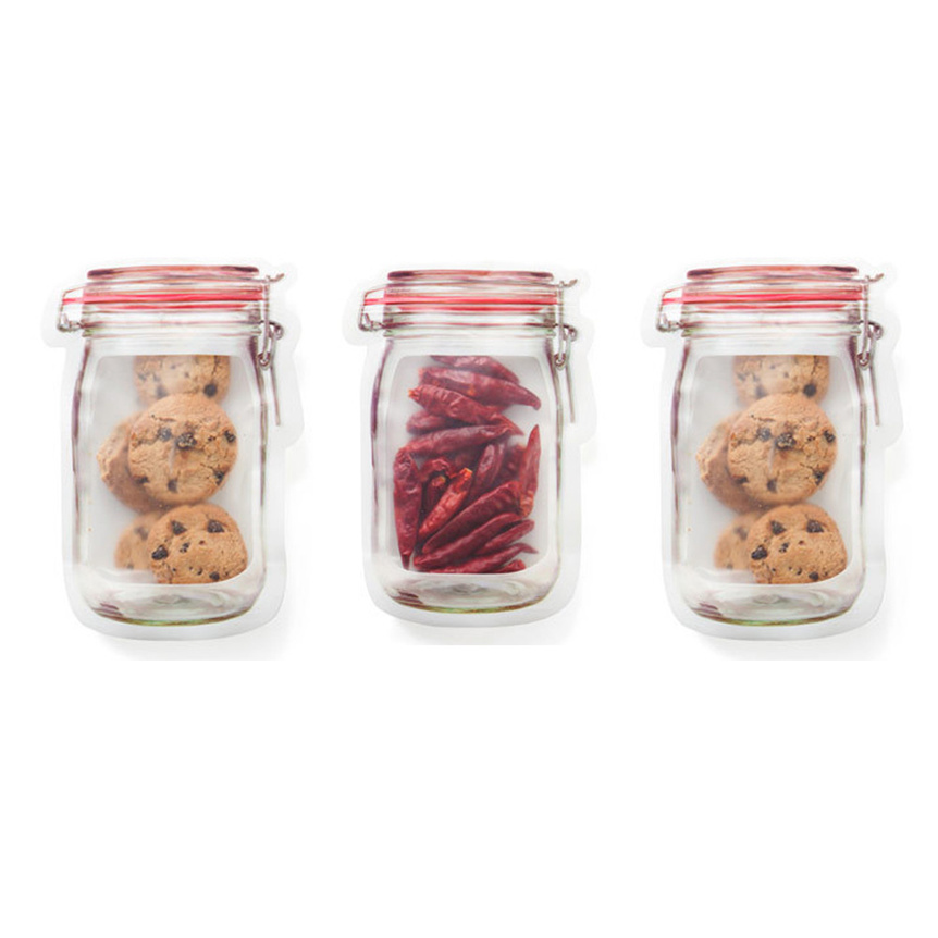 Ziplock Bags Plastic Food Storage Small Jar Design (Set of 4)