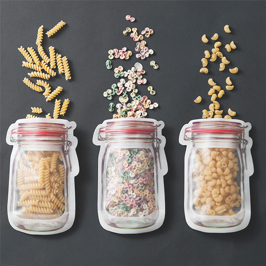 Ziplock Bags Plastic Food Storage Small Jar Design (Set of 4)