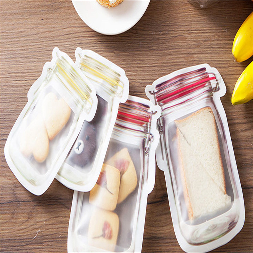 Ziplock Bags Plastic Food Storage Small Jar Design (Set of 4)