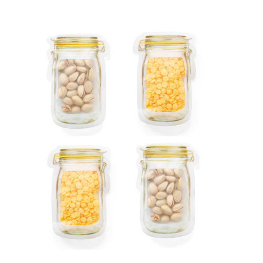 Ziplock Bags Plastic Food Storage Small Jar Design (Set of 4)