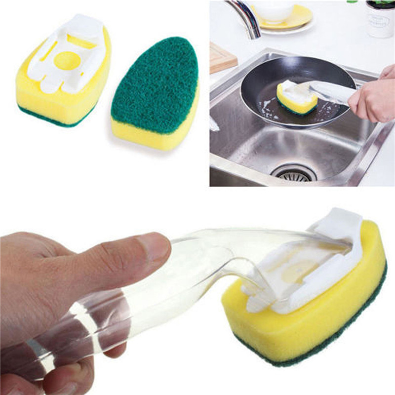 Long-Handled Soap Dispensing Kitchen Sponge