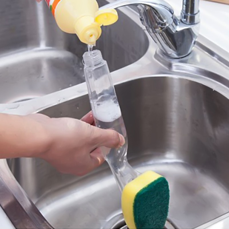 Long-Handled Soap Dispensing Kitchen Sponge